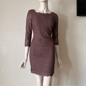 Adrianna Papell Lace Sheath Dress in Cappuccino size 8